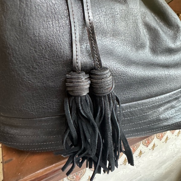 Black Leather Tassel Bag Free People - Picture 3 of 10